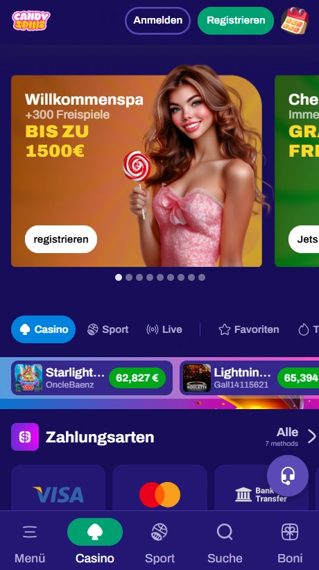 CandySpinz Casino Mobile Website